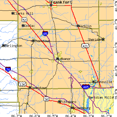 Boone County close-up map