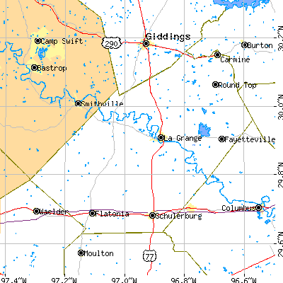 Fayette County close-up map