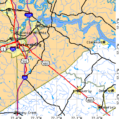 Prince George County close-up map