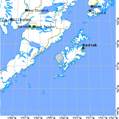 Kodiak Island Borough close-up map