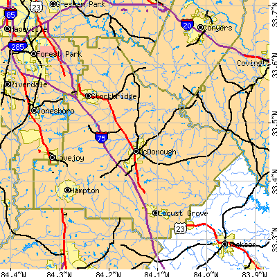 Henry County close-up map