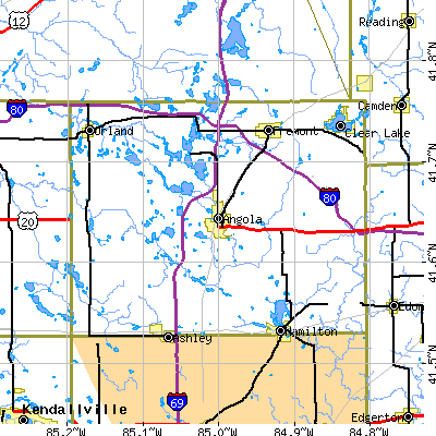 Steuben County close-up map