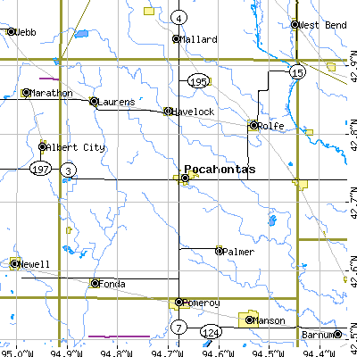 Pocahontas County close-up map