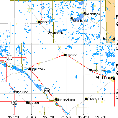Swift County close-up map
