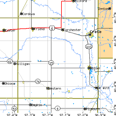 Saline County close-up map
