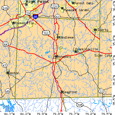Randolph County close-up map