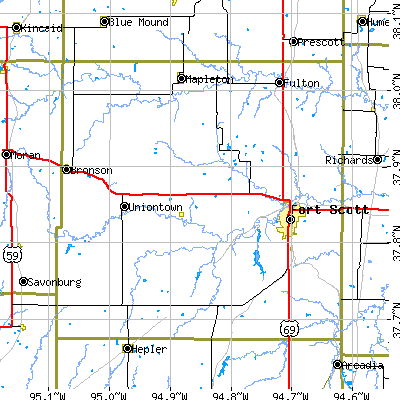 Bourbon County close-up map