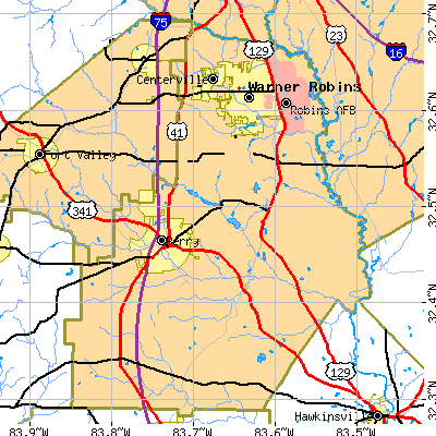 Houston County close-up map