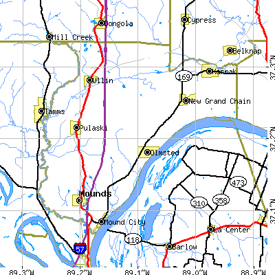 Pulaski County close-up map