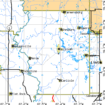 Sullivan County close-up map