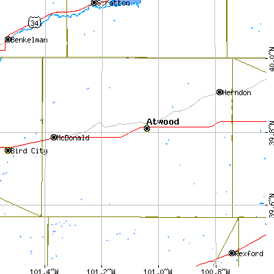 Rawlins County close-up map