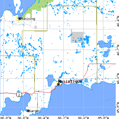 Schoolcraft County close-up map