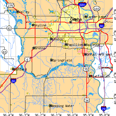 Sarpy County close-up map
