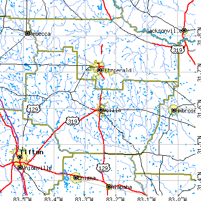 Irwin County close-up map