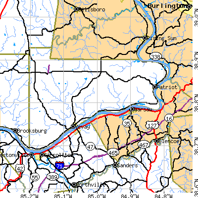Switzerland County close-up map