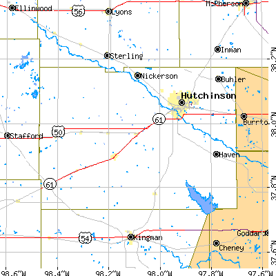 Reno County close-up map