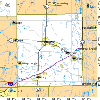 Shiawassee County close-up map