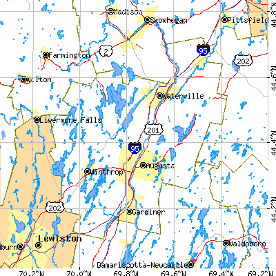 Kennebec County close-up map