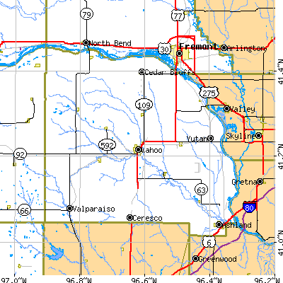 Saunders County close-up map