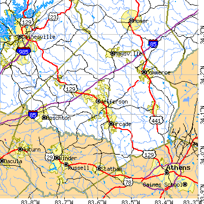 Jackson County close-up map