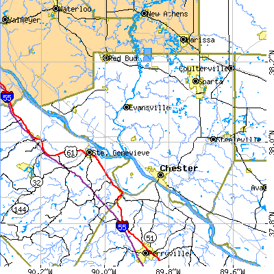 Randolph County close-up map