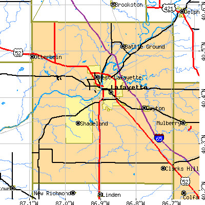 Tippecanoe County close-up map