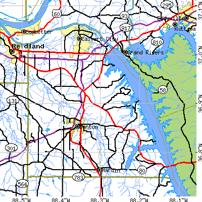 Marshall County close-up map