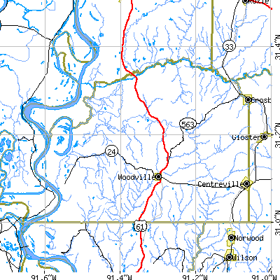 Wilkinson County close-up map