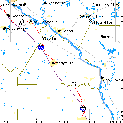 Perry County close-up map