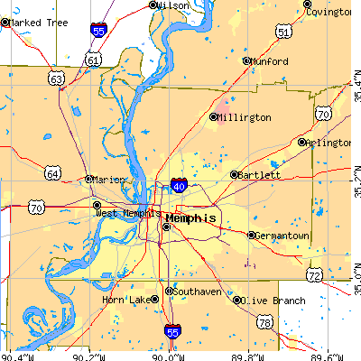 Shelby County close-up map