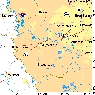 Fort Bend County close-up map