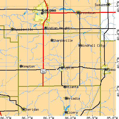 Tipton County close-up map