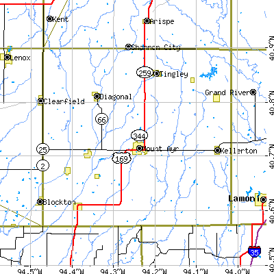 Ringgold County close-up map