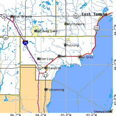 Arenac County close-up map