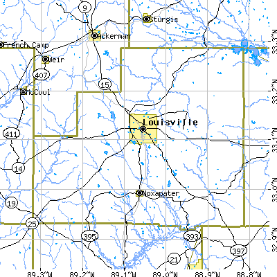 Winston County close-up map