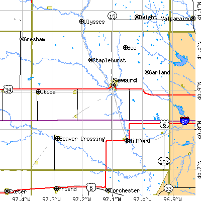 Seward County close-up map