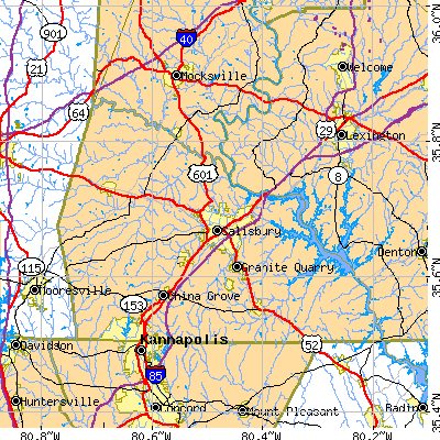 Rowan County close-up map