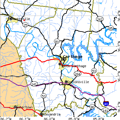 Smith County close-up map