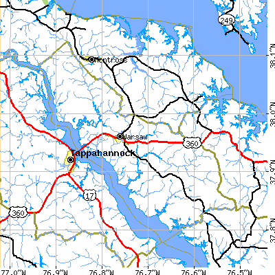 Richmond County close-up map