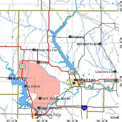 Riley County close-up map