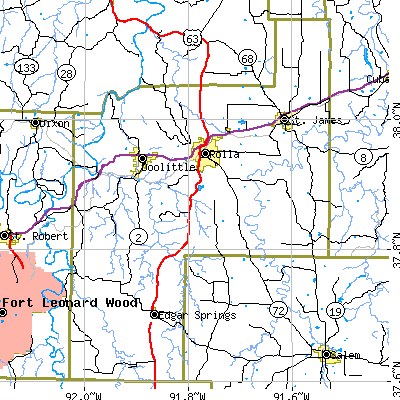Phelps County close-up map
