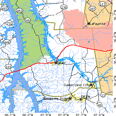 Stewart County close-up map
