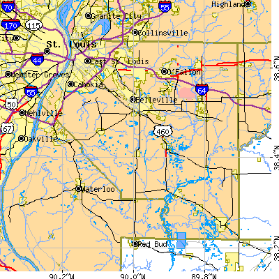 St. Clair County close-up map