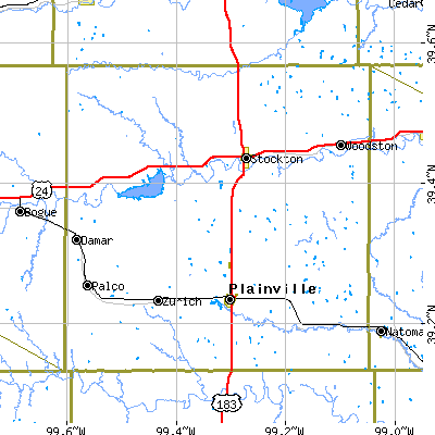 Rooks County close-up map