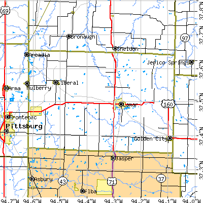 Barton County close-up map