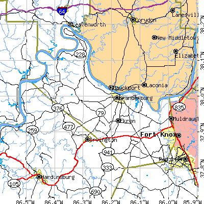 Meade County close-up map