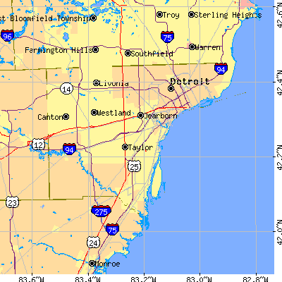 Wayne County close-up map