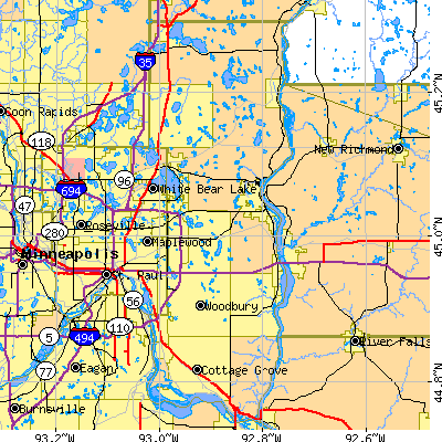 Washington County close-up map