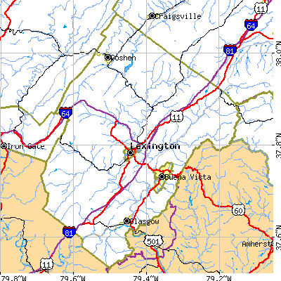 Rockbridge County close-up map