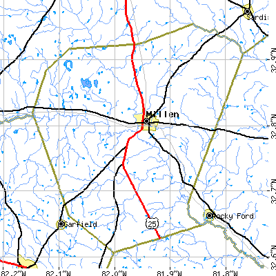 Jenkins County close-up map